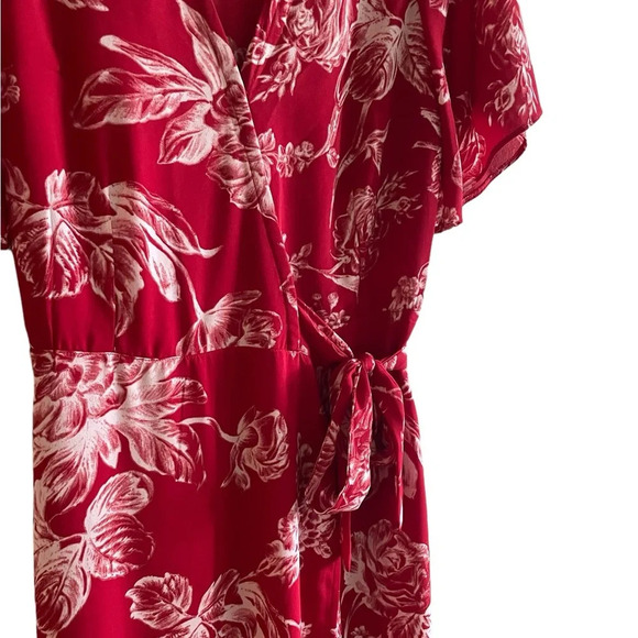 Abercrombie Red V-Neck Floral Maxi Dress Size Small Tall ST NWT - Picture 4 of 7